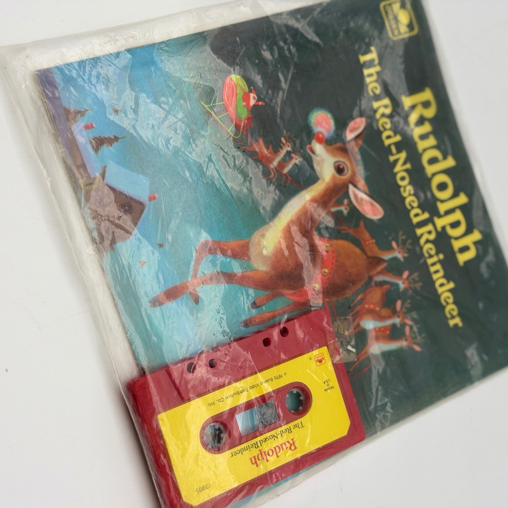 Vintage Rudolph The Red-Nosed Reindeer Golden Book & Cassette Tape 1976 USA NEW